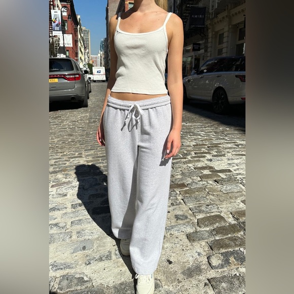 brandy melville anastasia waffle tie sweatpants in light heather grey - Picture 1 of 5